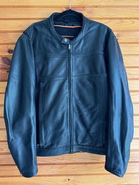 First Manufacturing M260 Mens XL Black Cowhide Leather Moto Biker Jacket